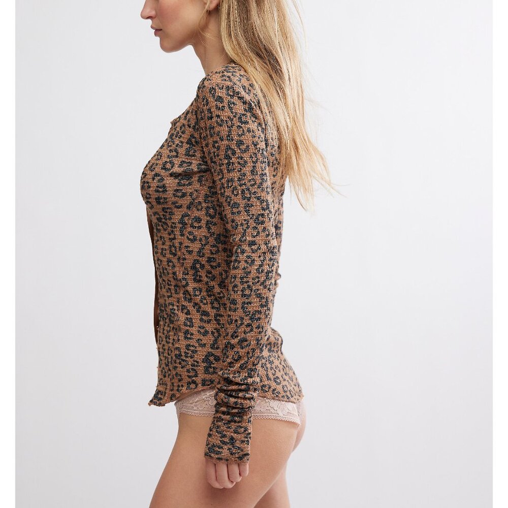 Intimately Free People Leopard Print Button-Up Cardigan - Brown - Picture 6 of 14